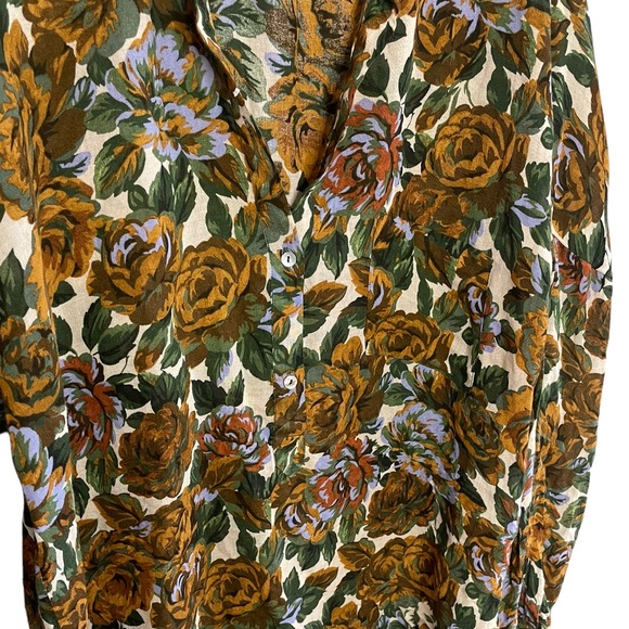 Zara Women’s Oversized Floral Popover Blouse Size XL - Picture 7 of 11